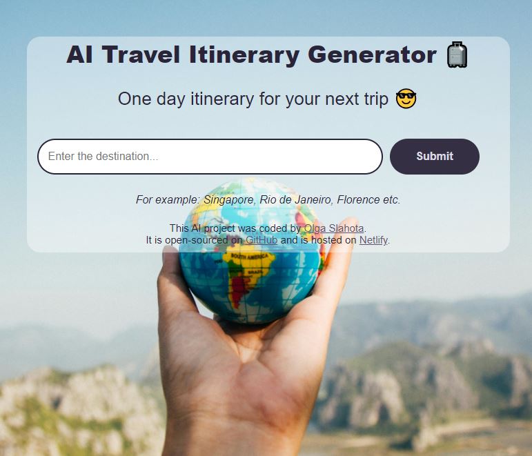 AI Travel Itinerary App preview