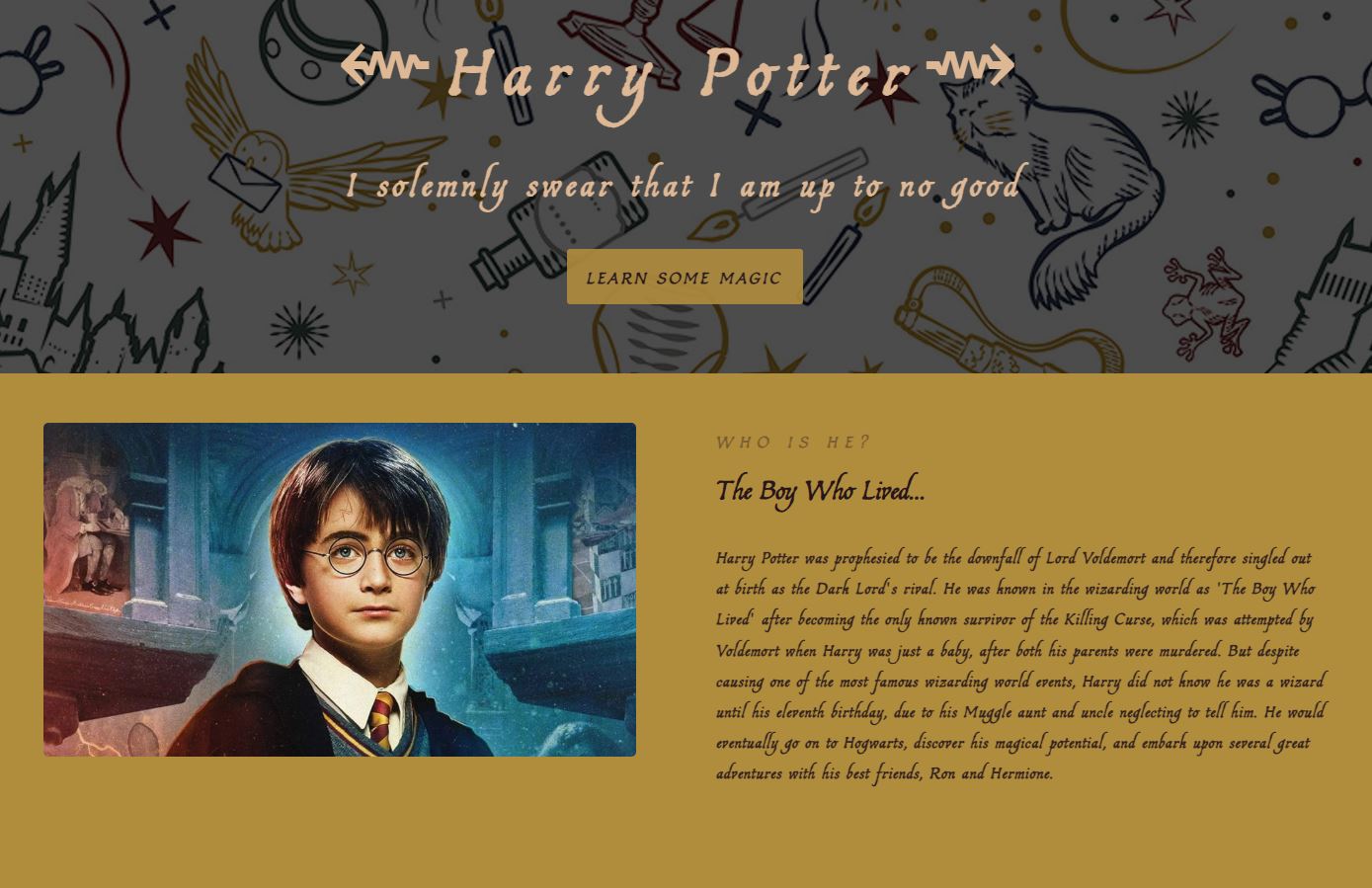 Harry Potter website preview