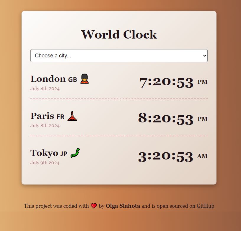 World Clock project preview